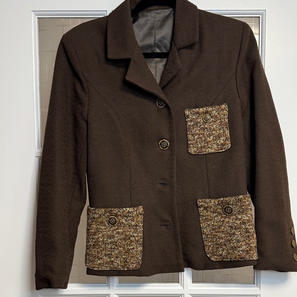 Brown Tweed Pocket Women's Jacket